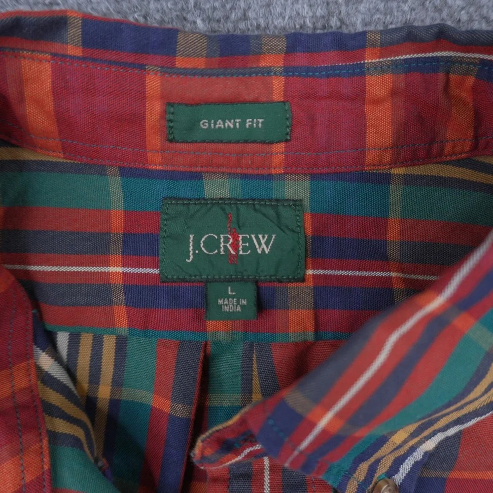 J.Crew Button Down Shirt Mens L Multi Color Giant Fit Plaid Long Sleeve